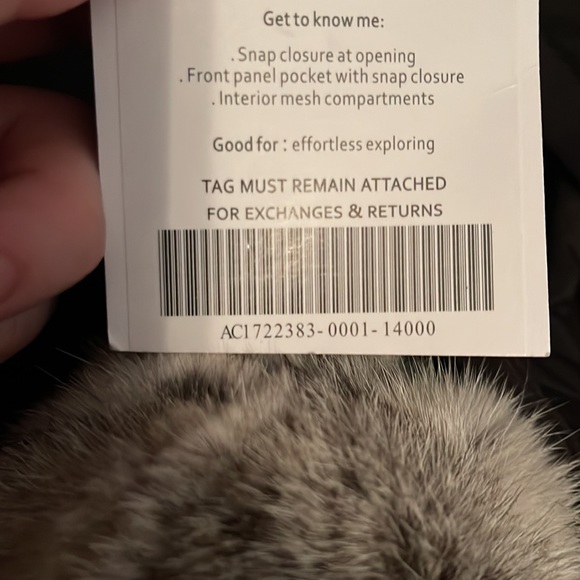 Fabletics Favorite Tote Black Polyester Gray Poof Purse Charm NWT - Picture 8 of 8